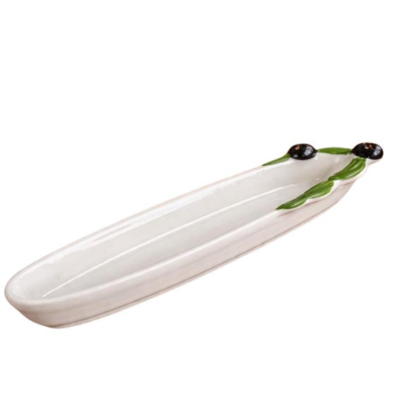 Italian Handpainted Olive Tray - Vintage Ceramic with Toothpick Holes, Made in Italy #2758