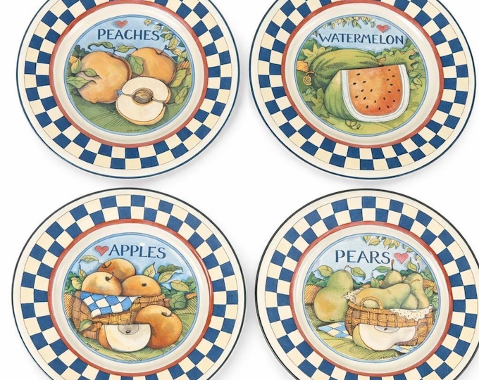 Certified International Harvest Fair Plates Set of 4 | Susan Winget Fruit | 1996 Retired Pattern
