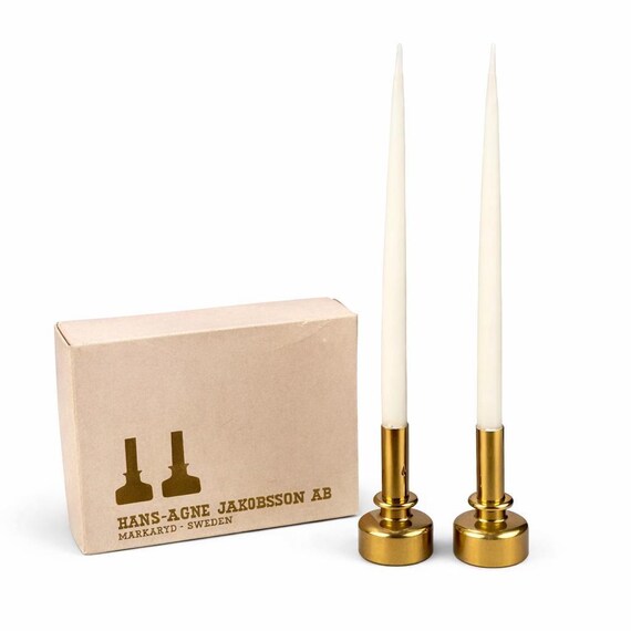 Vintage Scandinavian Modern Brass Candlesticks by Hans-Agne Jakobsson - NIB