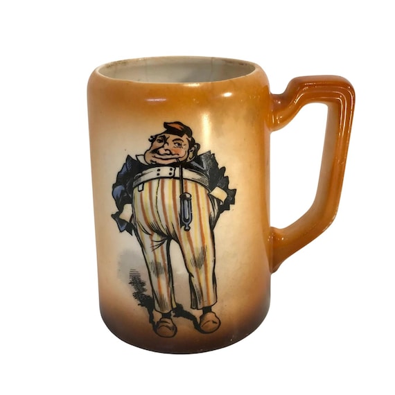 Vintage Austria Pilsen Beer Mug Stein - Drunken Figure Coffee Cup for Beer Lovers