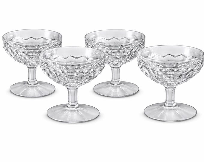 Set of 4 Vintage Fostoria American Crystal Coupe Sherbets | Low Footed Dessert Glasses