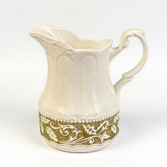 Vintage J&G Meakin Renaissance Green Creamer | English Ironstone | Mid Century Transferware Cream Pitcher