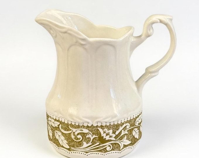 Vintage J&G Meakin Renaissance Green Creamer | English Ironstone | Mid Century Transferware Cream Pitcher