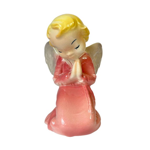 Vintage Royal Copley Praying Angel Cherub Garden Planter (#PLA339) Pink