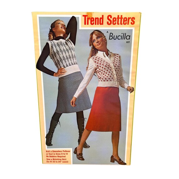 1974 Vintage 'Lilac Mist' Bucilla Knitting/Sewing Kit – Sleeveless Vest & Skirt DIY Fashion
