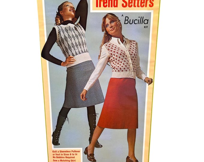 1974 Vintage 'Lilac Mist' Bucilla Knitting/Sewing Kit – Sleeveless Vest & Skirt DIY Fashion