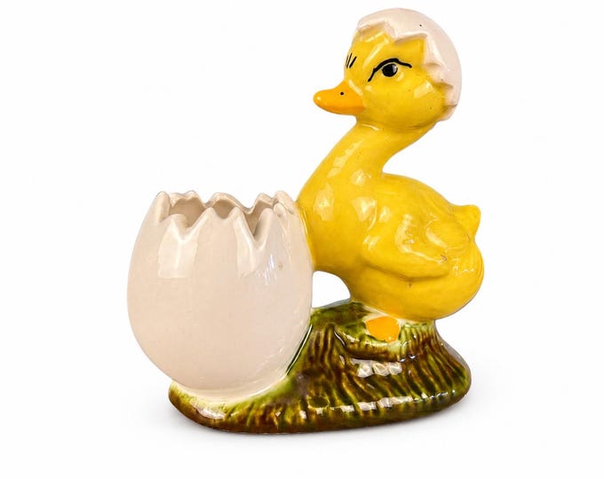 Vintage 1970s Ceramic Chick Planter: Retro Easter Spring Decor