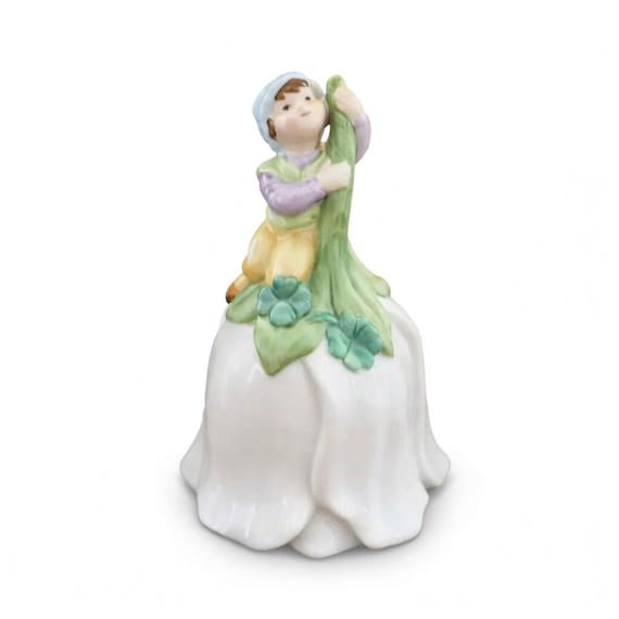 Avon Flower Fairy Bell: 1983 Ceramic Pixie with Clovers