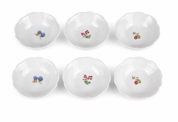 Cordon Bleu BIA International Scalloped Fruit Bowls | Set of 6, Frieda Collection | Vintage Porcelain