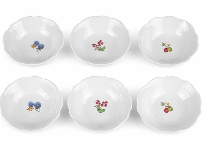 Cordon Bleu BIA International Scalloped Fruit Bowls | Set of 6, Frieda Collection | Vintage Porcelain