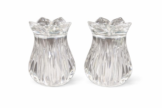 Gorham Lead Crystal Lotus Style Salt and Pepper Shakers
