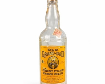 Vintage Old Grand-Dad Bourbon Whiskey Bottle, Cork Stopper, Ohio Tax Stamp