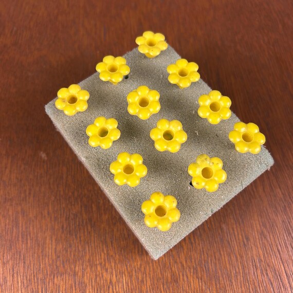 Vintage Pastel Yellow Flower Cupcake Toppers | Set of 12, Mid Century Party Decor