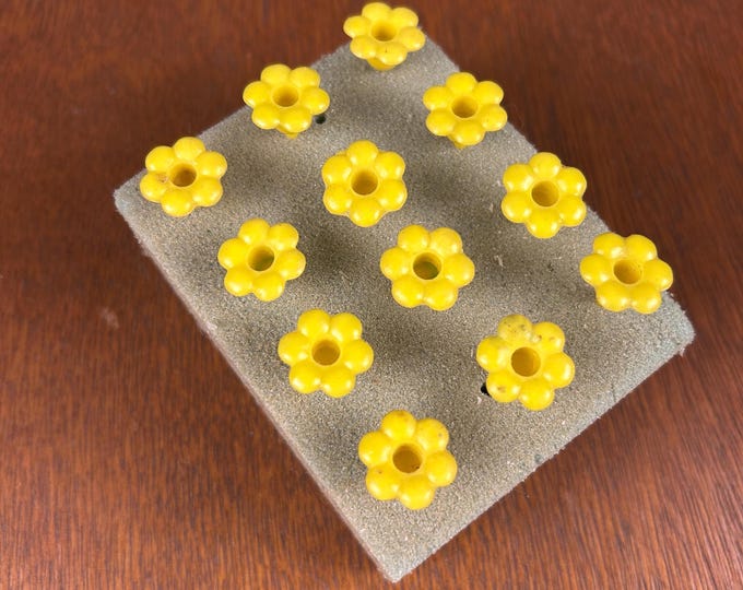 Vintage Pastel Yellow Flower Cupcake Toppers | Set of 12, Mid Century Party Decor