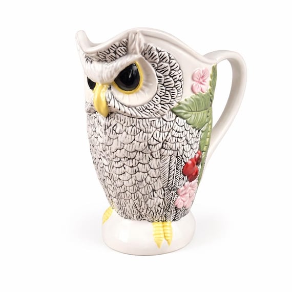VTG Studio Made Hand-painted and Signed OWL Pitcher Pottery