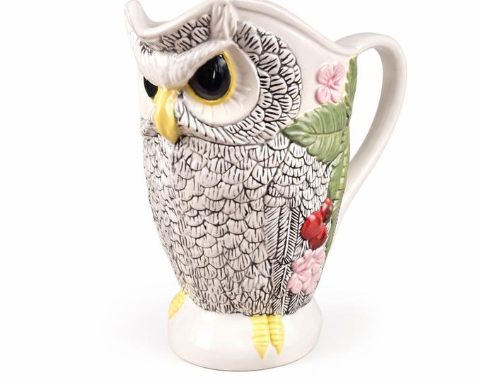VTG Studio Made Hand-painted and Signed OWL Pitcher Pottery