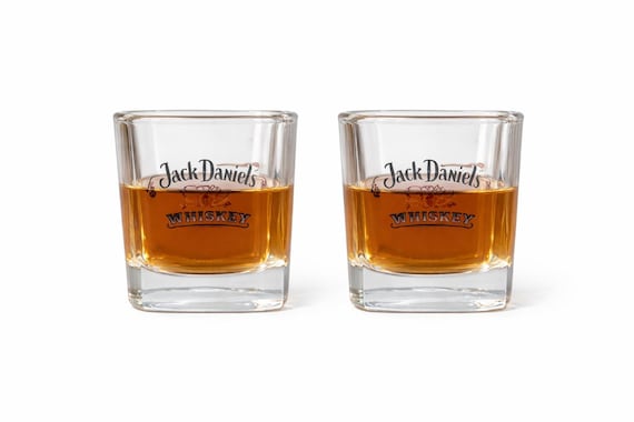 Vintage Jack Daniels Whiskey Glasses - Set of 2 - Collectible Barware