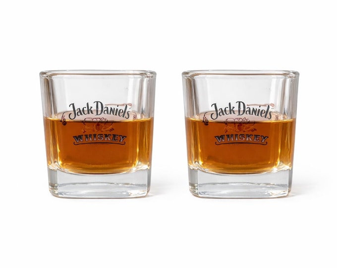Vintage Jack Daniels Whiskey Glasses - Set of 2 - Collectible Barware