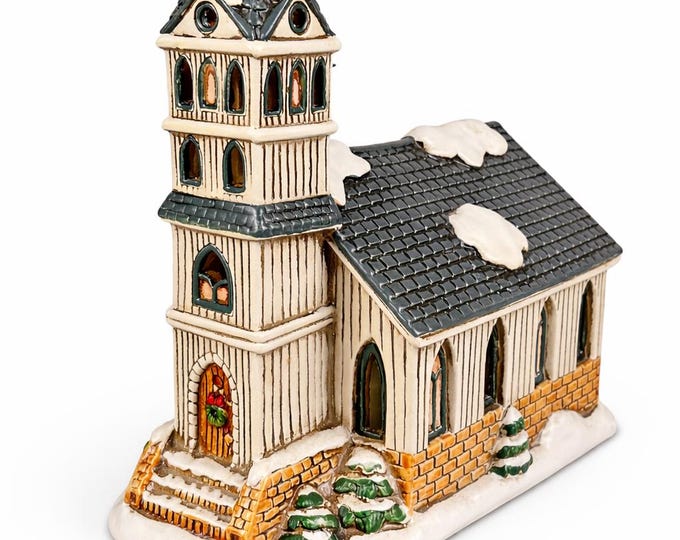 Lefton Lighted Colonial Village Church – Byron Wood Hand-Painted Porcelain Christmas House