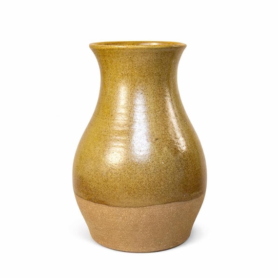 Two toned 1976 Vintage Hull Vase Inside Glaze Brown/Beige Cottage Core Granny Chic