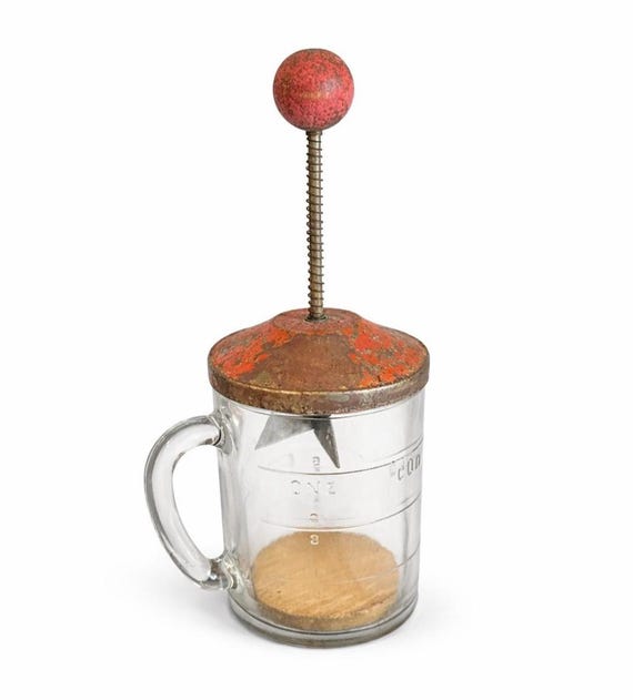 Vintage Hazel Atlas Food Chopper: Embossed Glass Nut Grinder