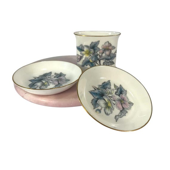 Royal Worcester Floral Bone China Cocktail Set with Original Box