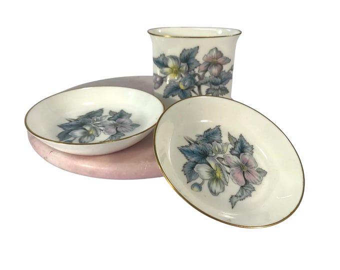 Royal Worcester Floral Bone China Cocktail Set with Original Box
