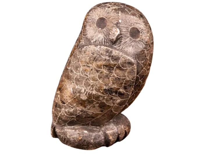 Hand-Carved Stone Owl Sculpture – Inuit Art, Signed & Numbered