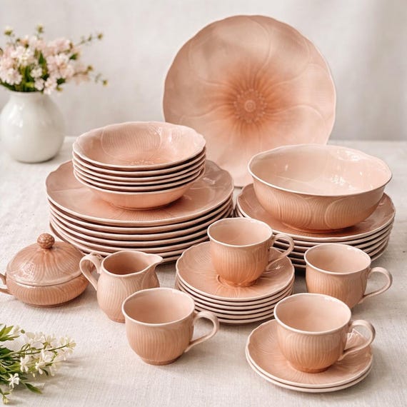 MIKASA Amaryllis China Plate: Pink Peach Floral Design by Larry Laslo