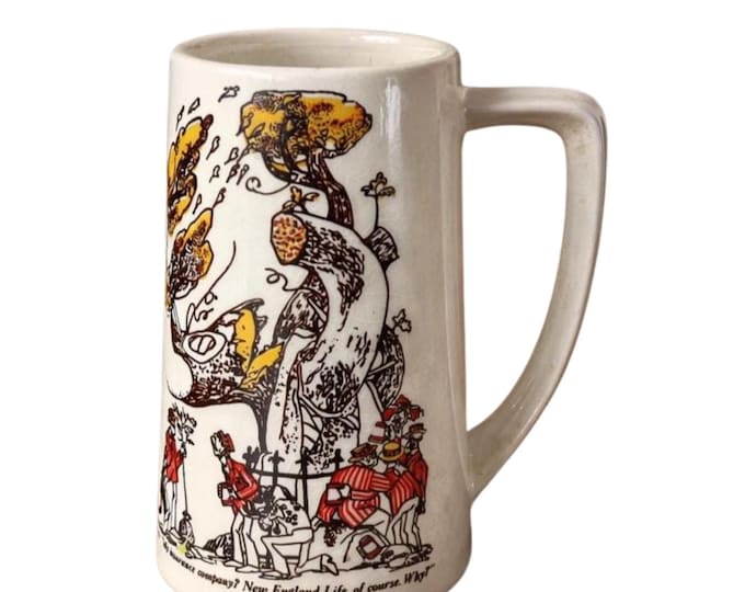 Vintage New England Life Insurance Company Advertising Cartoon Coffee Mug Cup Stein USA