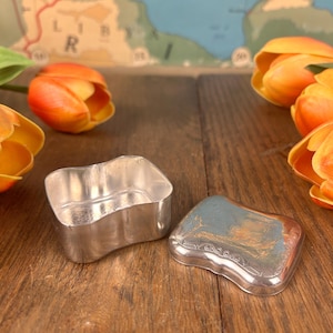 Vintage Silver Trinket/Mint Box ~ Detailed Embossed Design on Lid ~ Windmill and Farm