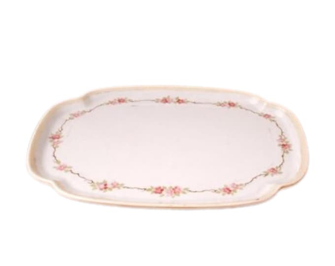Antique 10" Nippon Rectangular Platter with Handpainted Florals Rounded Ends