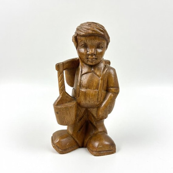 Hand-carved Vintage Dutch Boy Wooden Figure