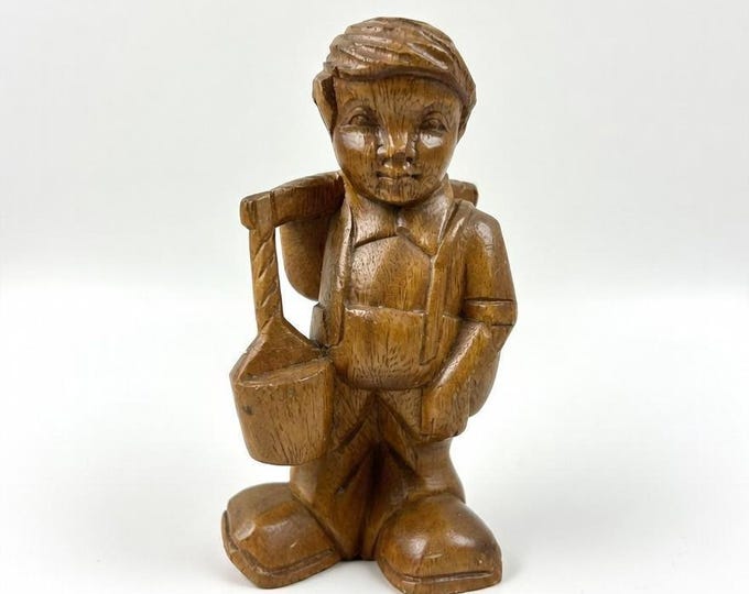 Hand-carved Vintage Dutch Boy Wooden Figure