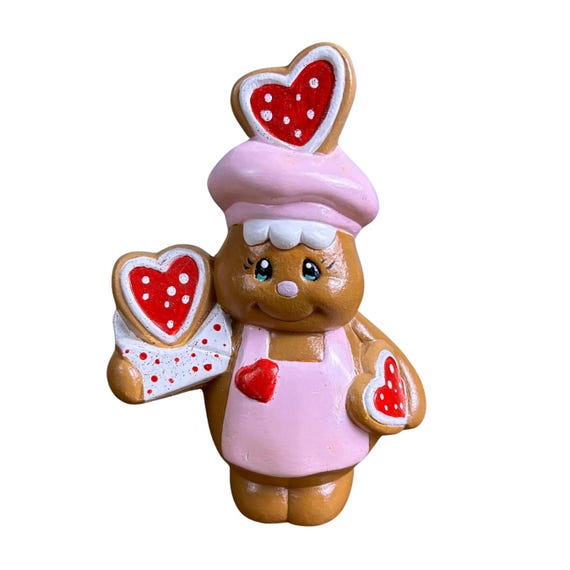 Hand-Painted Ceramic 'Cinnamon' Gingerbread Baker: Holiday Home Decor/Valentine's Day