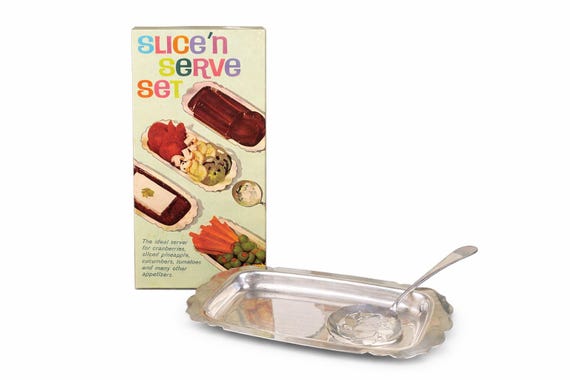 Vintage Wm Rogers Silverplate Relish Tray Set with Spoon – Mid Century Serving (Original Box)