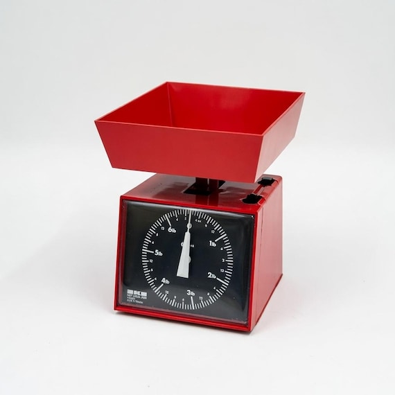 Vintage Red EKS Kitchen Scale: 1970s Retro Design