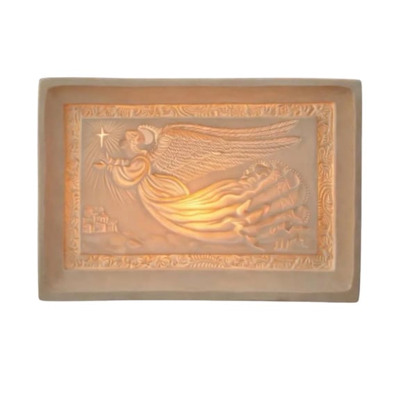 Charming Bisque Porcelain Nightlight with Lithoplane of Angel - Enesco Religious / Christmas decor