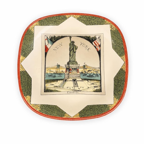 Vintage MMA Statue of Liberty Plate, New York Ceramic Collector Dish (Made in Portugal)