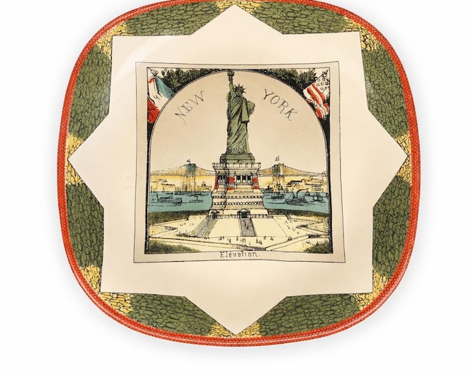 Vintage MMA Statue of Liberty Plate, New York Ceramic Collector Dish (Made in Portugal)