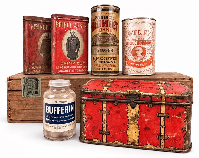 Vintage Advertising Tins | Farmhouse Kitchen Decor, Set of 6