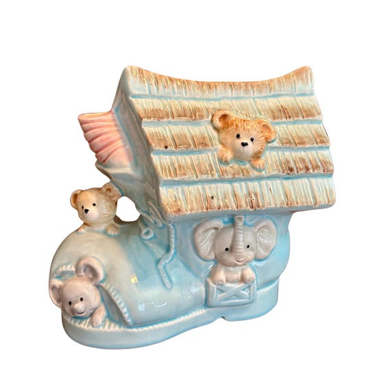 Inarco Vintage Musical Planter: Boot House, Elephant, Teddy Bear