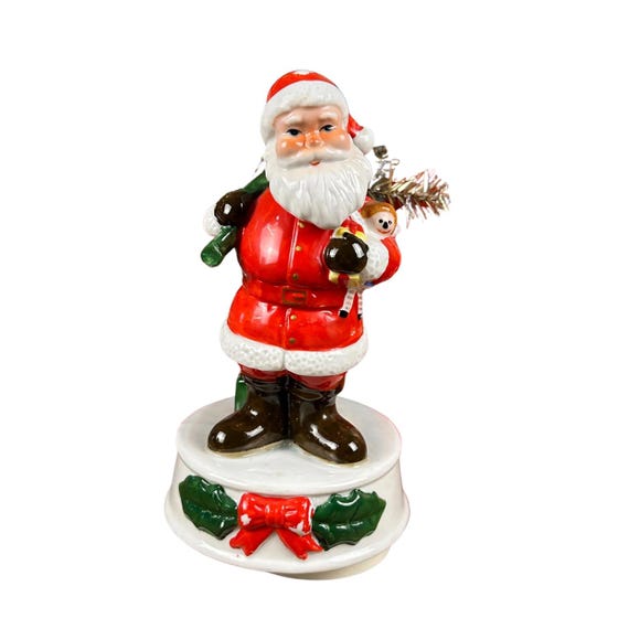 VTG Revolving Musical Santa Made in Korea Vintage Christmas Decoration Works!