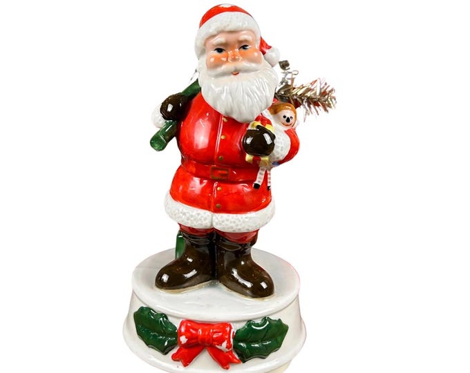 VTG Revolving Musical Santa Made in Korea Vintage Christmas Decoration Works!