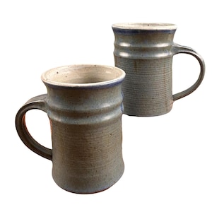 1977 Studio Pottery Mug, Extra Large Beer Stein, Blue Green Brown