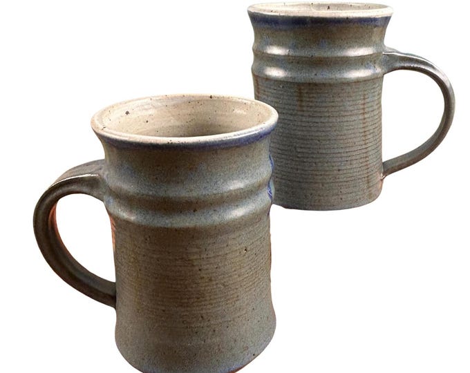 1977 Studio Pottery Mug, Extra Large Beer Stein, Blue Green Brown