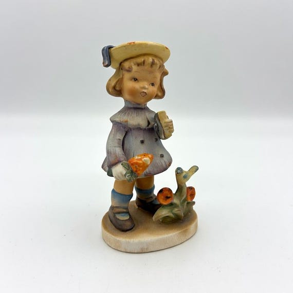 Vintage Lefton Porcelain Girl Figurine, Handpainted "Sunday Dress", 1960s