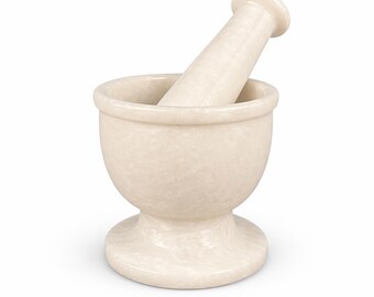 Vintage White Marble Mortar and Pestle Set – Spice Herb Grinder Tool