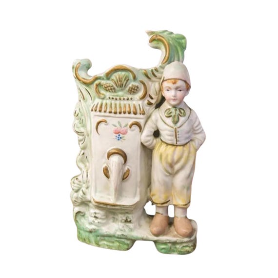 Vintage Dutch Boy Porcelain Ceramic Bisque Figurine Planter Vintage Made in Occupied Japan