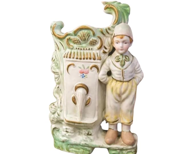 Vintage Dutch Boy Porcelain Ceramic Bisque Figurine Planter Vintage Made in Occupied Japan